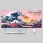 Eco-friendly Sea Waves Japanese Style Mouse Pad 4mm Thickness for Gaming Keyboard Anti-slip Rubber Base Desk Mat